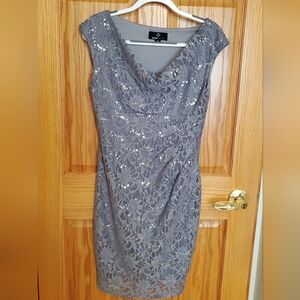 Silver Grey Cocktail Dress In Size 6